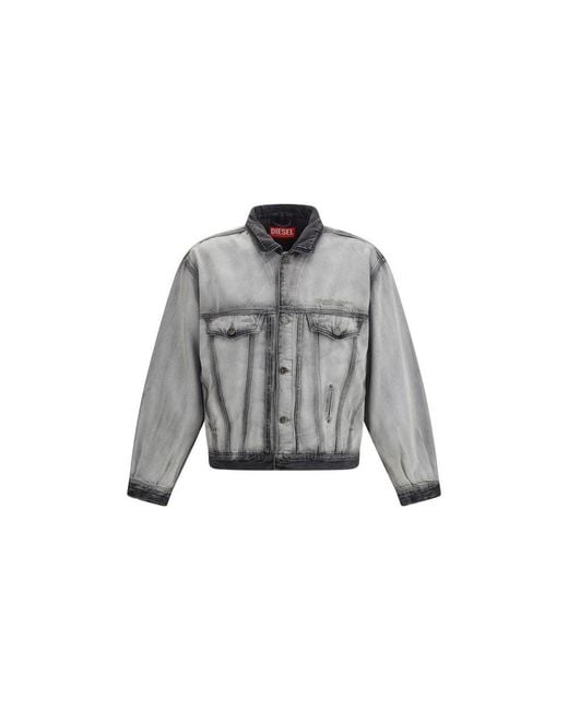 DIESEL Gray Cotton Denim Jacket for men