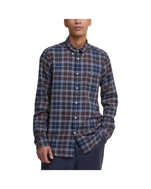Barbour Blue Bicolor Cotton Pattern Shirt for men
