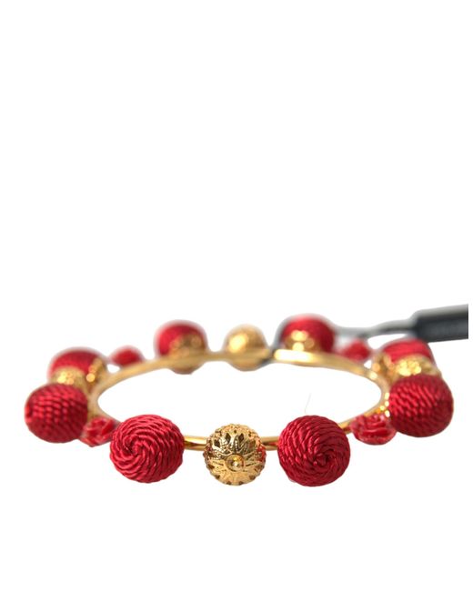 Dolce & Gabbana Red Brass Runway Sicilia Natale Roses Bracelet