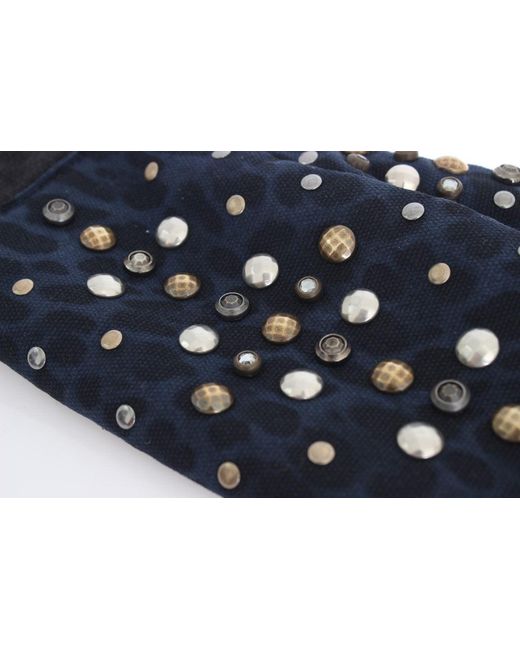 Dolce & Gabbana Black Wool Shearling Studded Leopard Gloves for men