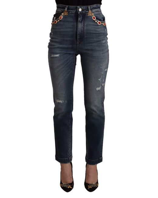 Dolce & Gabbana Blue High Waist Skinny Designer Jeans