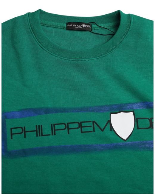 Philippe Model Green Cotton Logo Print Long Sleeves Pullover Sweater