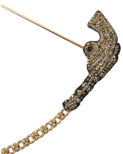 Dolce & Gabbana Natural Brass Copper Silk Revolver Gun Brooch Lapel Pin for men