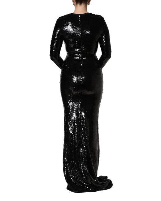 Dolce & Gabbana Black Bodycon Mermaid Sequinned Gown Dress