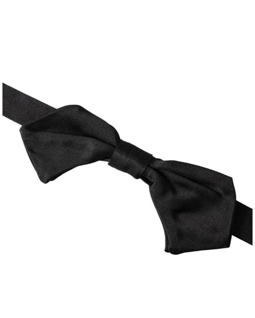 Dolce & Gabbana White Satin Silk Adjustable Neck Bow Tie for men