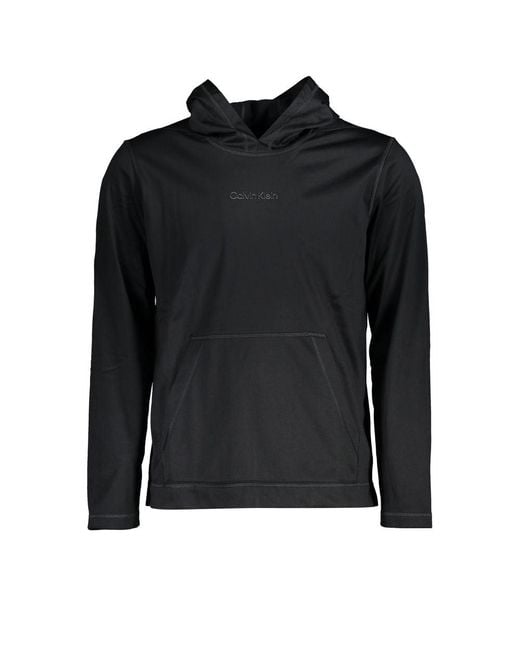 Calvin Klein Black Sleek Hooded Sweatshirt With Logo Print for men