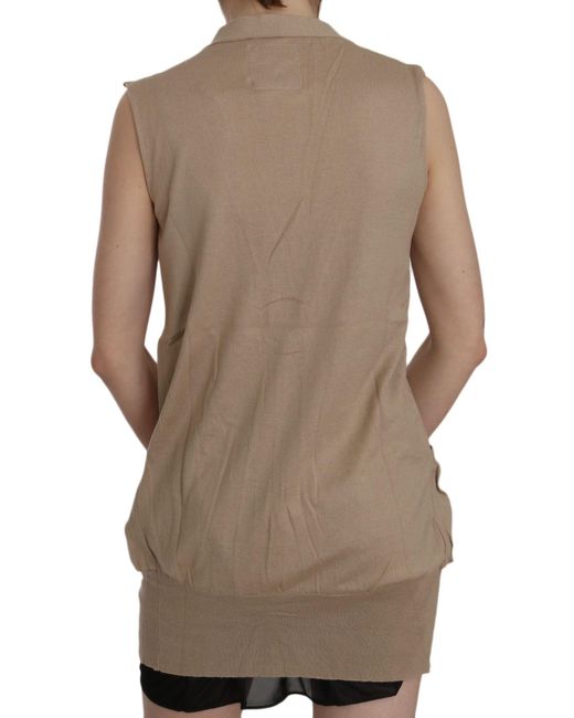 Pink Memories Brown Cotton Sleeveless Cardigan Top Vest