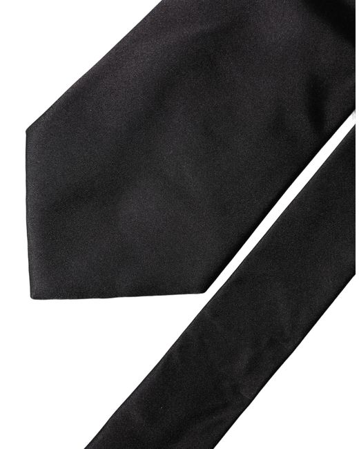 Dolce & Gabbana Black Solid Satin Silk Adjustable Neckwomen's Tie