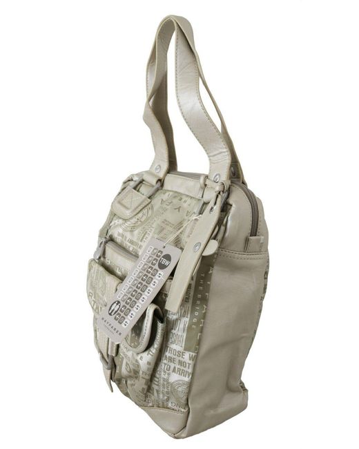 WAYFARER Gray White Printed Handbag Shoulder Fabric Purse