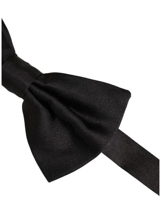 Dolce & Gabbana Men Black 100% Silk Adjustable Neck Papillon Bow Tie for men