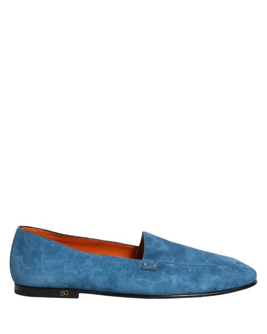Dolce & Gabbana Blue Velvet Slip On Men Flats Loafers Shoes for men