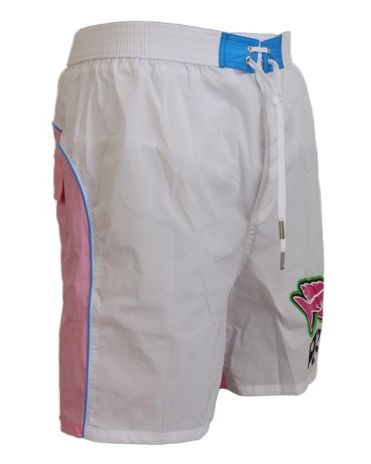DSquared² Gray Dsqua² Logo Print Beachwear Shorts Swimwear for men