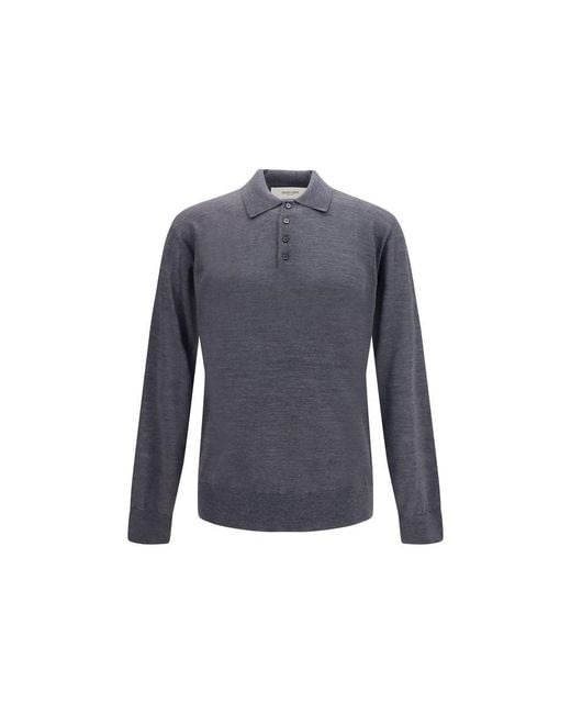 Golden Goose Deluxe Brand Blue Gray Wool Oves Aries Polo Shirt for men