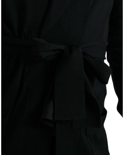 Dolce & Gabbana Black Elegant Cashmere Robe With Waist Belt for men