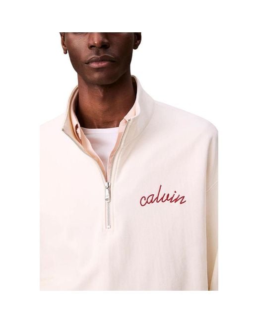 Calvin Klein White Cotton Sweatshirt for men