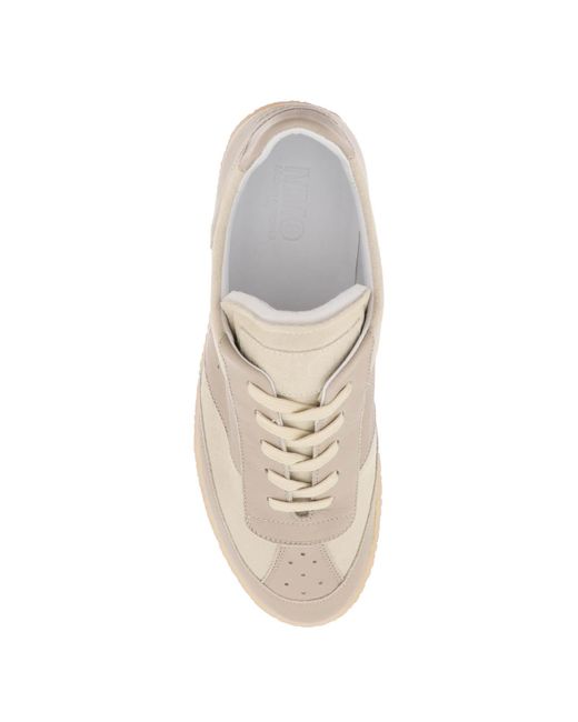 MM6 by Maison Martin Margiela Natural 6 Court Panelled Leather Sneakers for men