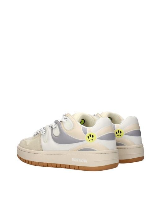 Barrow White Beige Leather Low Top Sneakers