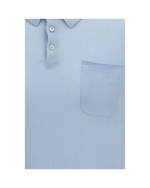 Aragona Cashmere Blue Cotton Polo Shirt for men