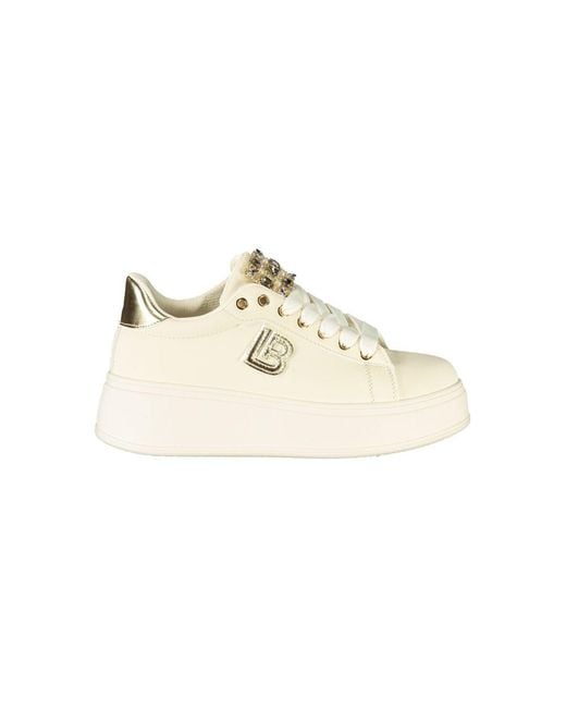 Laura Biagiotti White Beige Polyurethane Sneaker