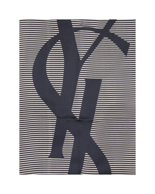 Saint Laurent Gray Cassandre Striped Stole
