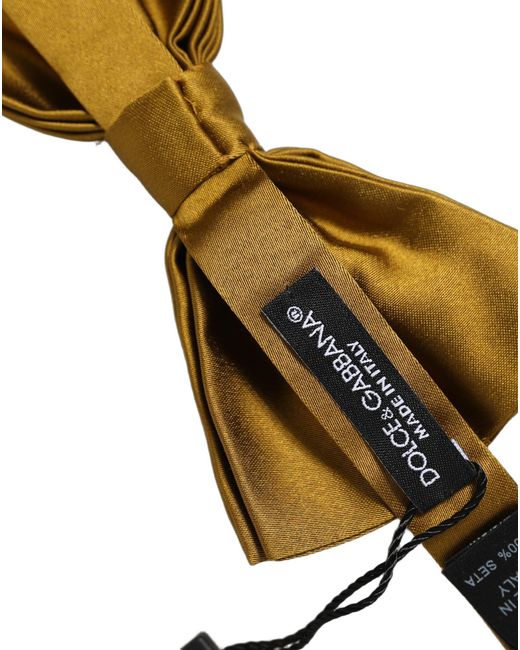 Dolce & Gabbana Black Men Mustard 100% Silk Adjustable Neck Papillon Bow Tie for men