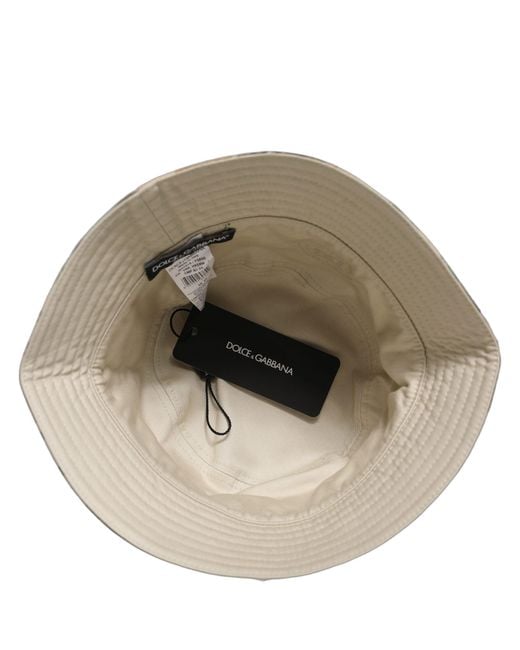 Dolce & Gabbana Natural Men Beige Floral Wide Brim Bucket Capello Hat for men