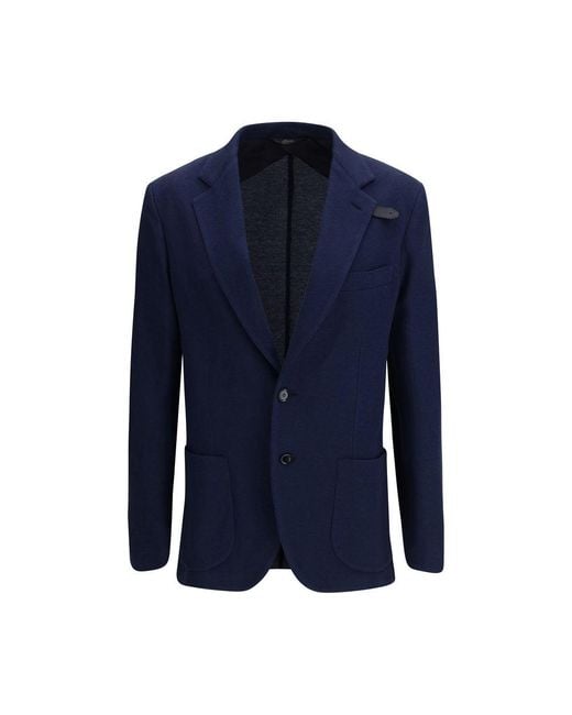Brioni Blue Black Silk Blazer for men