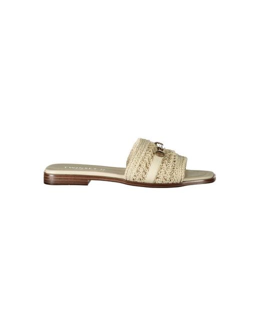 Twinset Metallic Beige Leather 's Sandal