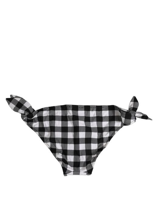 Dolce & Gabbana Black White Checkered Beachwear Bikini Bottom
