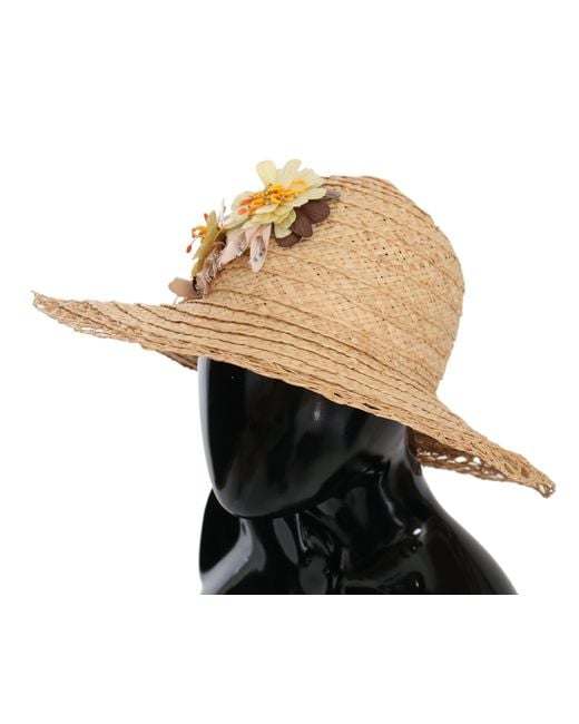 Dolce & Gabbana Black Dolce Gabbana Wide Brim Floral Bucket Capello Hat