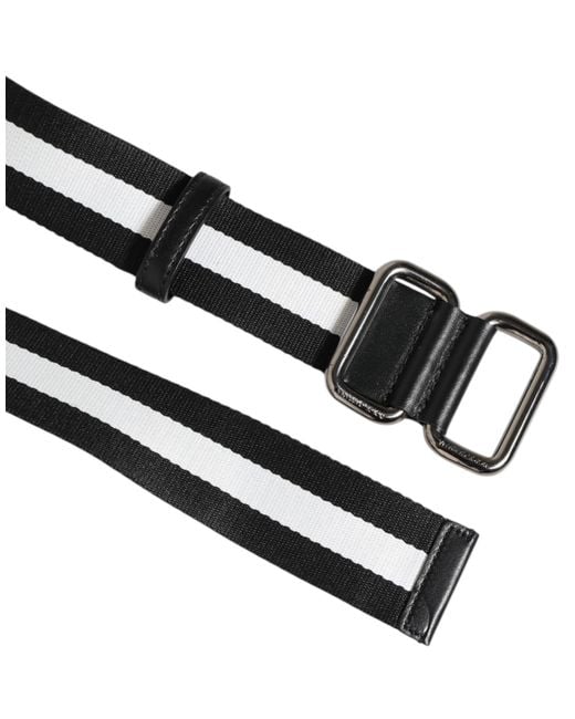 Dolce & Gabbana Black Striped Buckle Belt for men