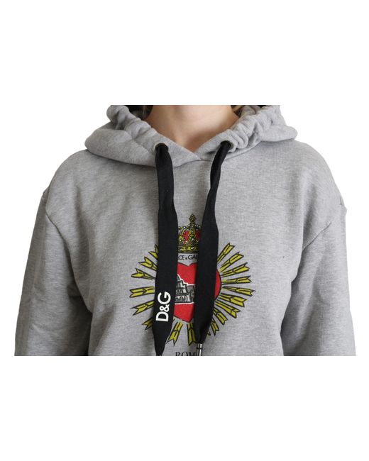 Dolce & Gabbana Gray Grey Printed Hooded Exclusive Logo Sweater