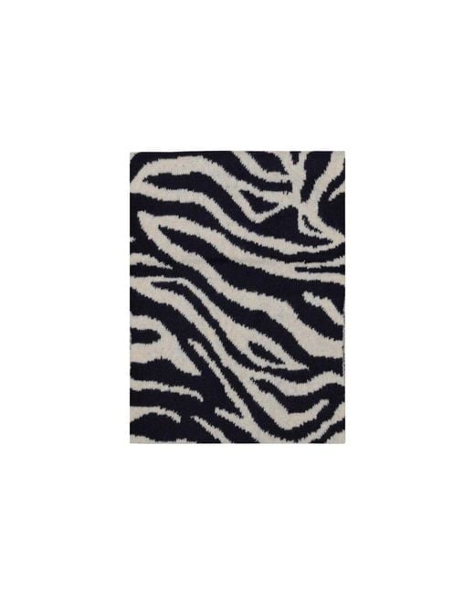 Pieces Black Blue Recycled Polyester Scarf