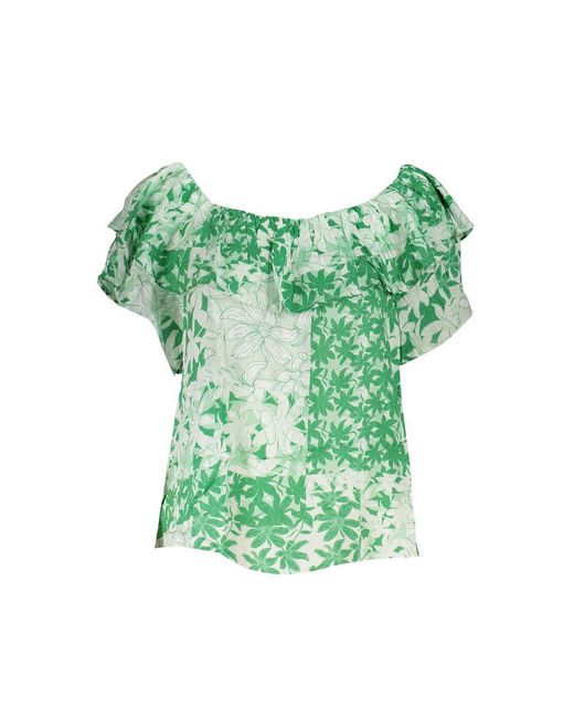 Desigual Green Boho Chic Patterned Tee With Logo