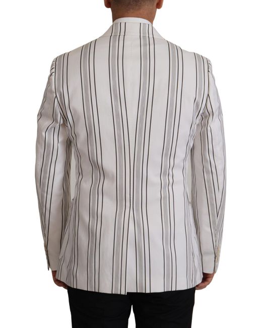 Dolce & Gabbana Gray Stripes Cotton Single Breasted Blazer for men