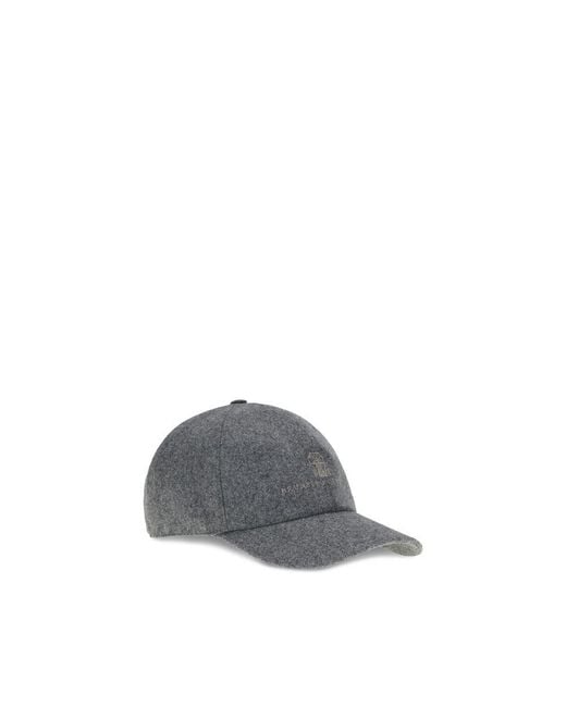 Brunello Cucinelli Gray Logo Baseball Hat for men
