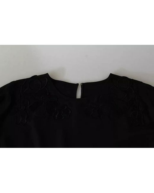 Dolce & Gabbana Black Floral Embroidered Blouse Silk Top