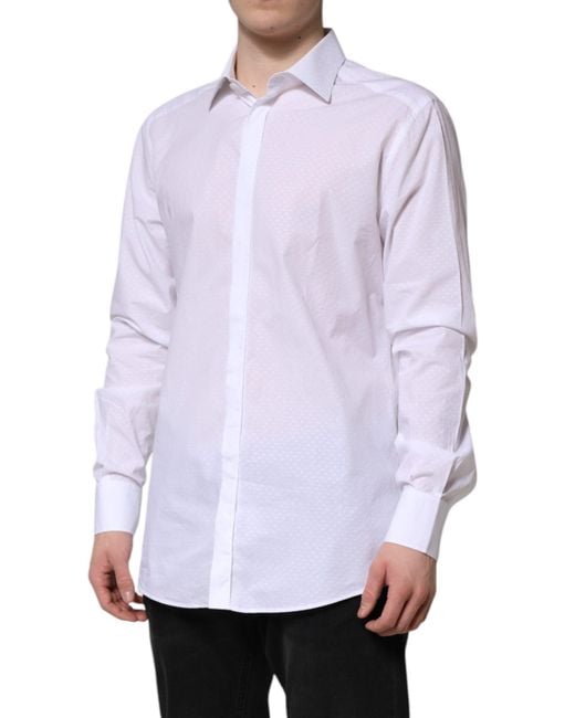 Dolce & Gabbana Purple Cotton Long Sleeves Formal Shirt for men