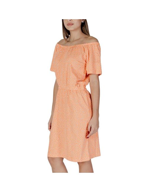 B.Young Orange Cotton Short Dress