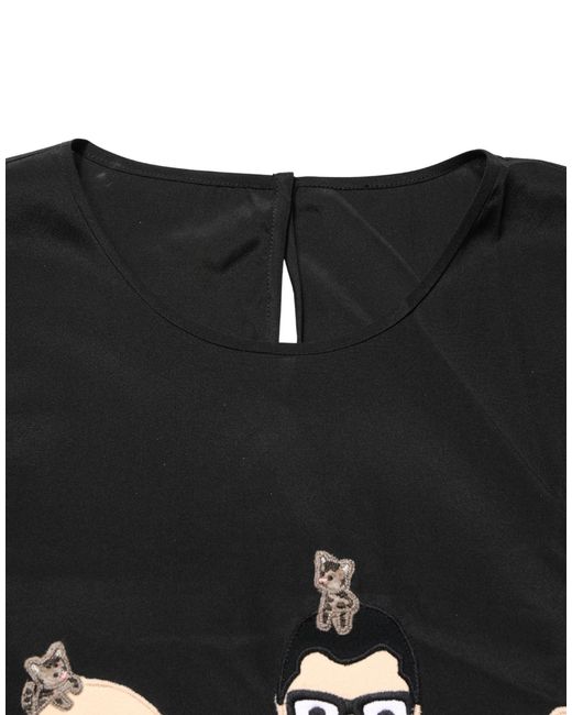 Dolce & Gabbana Black #dgfamily Silk Blouse Top