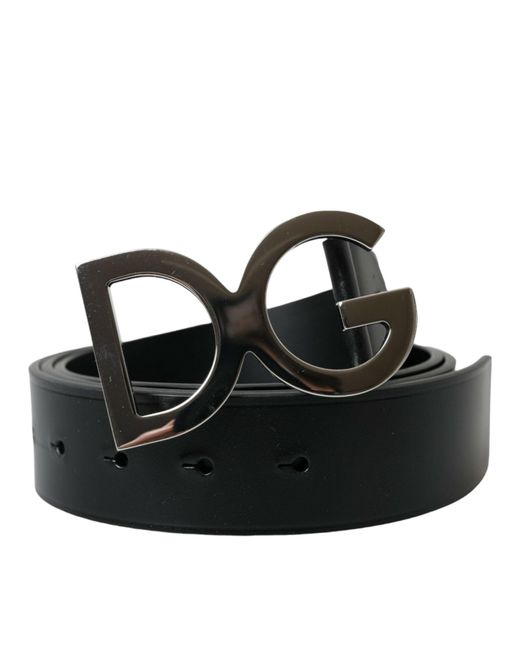 Dolce & Gabbana Black Elegant Calf Leather Belt With Metal Buckle for men