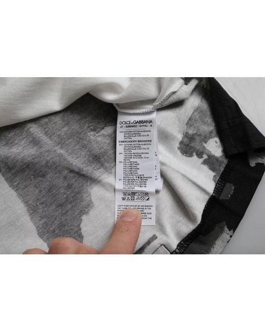 Dolce & Gabbana Gray Camouflage Round Neck T-Shirt for men