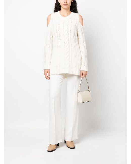 P.A.R.O.S.H. White Off-Shoulder Crochet Jumper