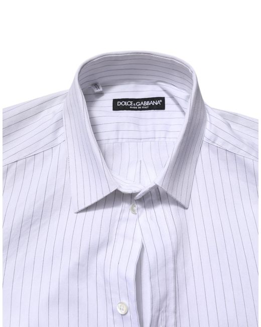 Dolce & Gabbana Purple Stripes Cotton Long Sleeve Formal Shirt for men
