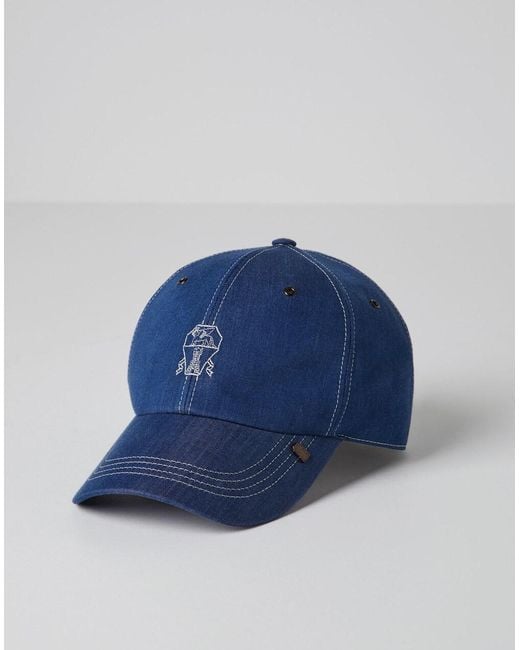 Brunello Cucinelli Blue Bicolor Cotton Cap (baseball Hat) for men
