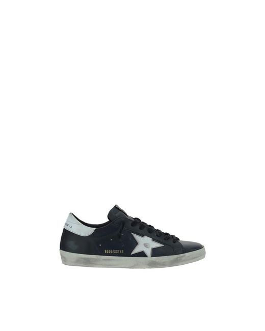 Golden Goose Deluxe Brand Blue Black Calf Leather Bos Taurus Low Top Sneakers for men
