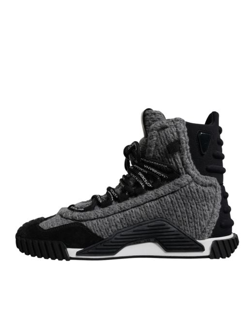 Dolce & Gabbana Gray Black Ns1 High Top Boots Sneakers Shoes