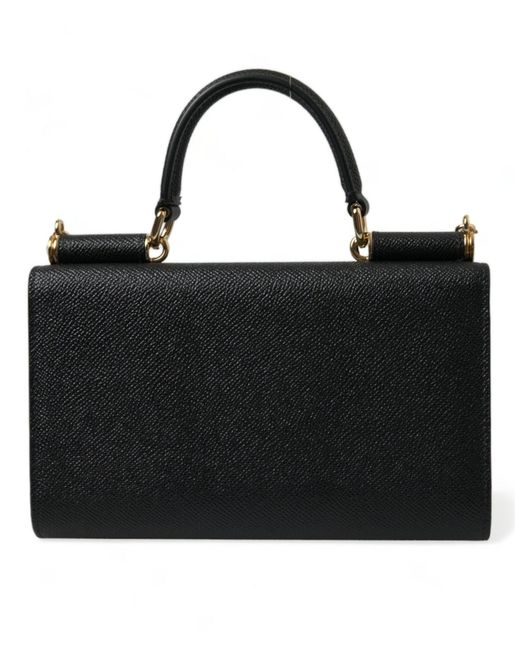 Dolce & Gabbana Black Leather Minivon Crossbody Phone Shoulder Bag
