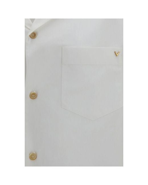 Valentino Garavani Gray White Cotton Shortsleeve Shirt for men