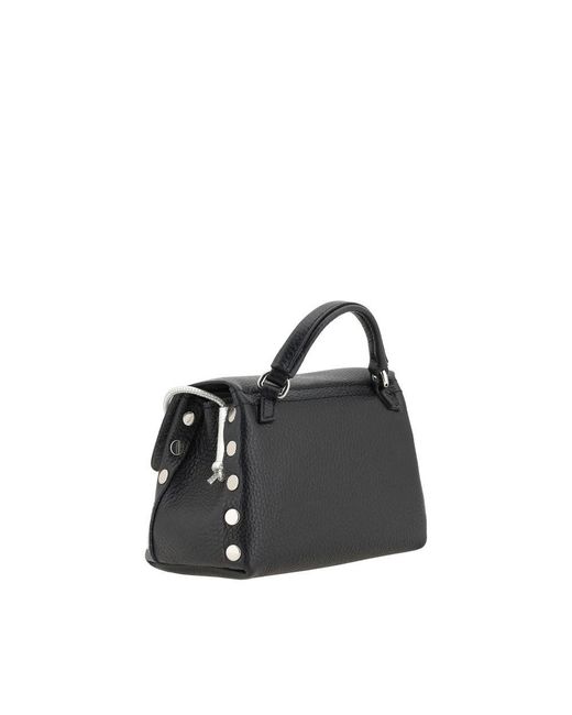 Zanellato Black Calf Leather Bos Taurus Shoulder Bag